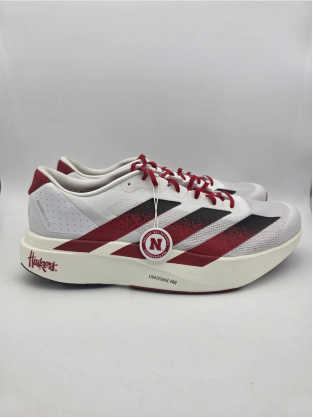 Adidas Adizero EVO SL Nebraska Cornhuskers White Red Running Shoes Men's Sz 14.5
